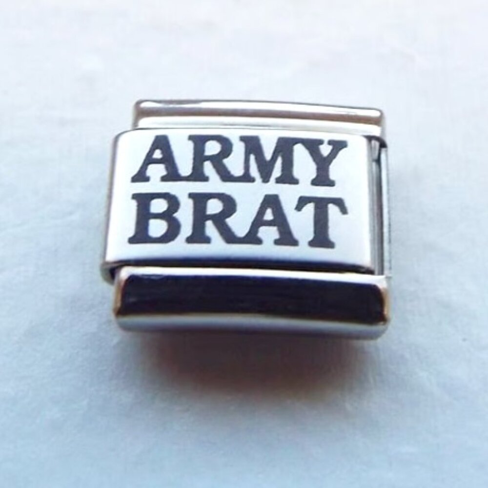 Army Brat laser 9mm stainless steel italian charm bracelet link new